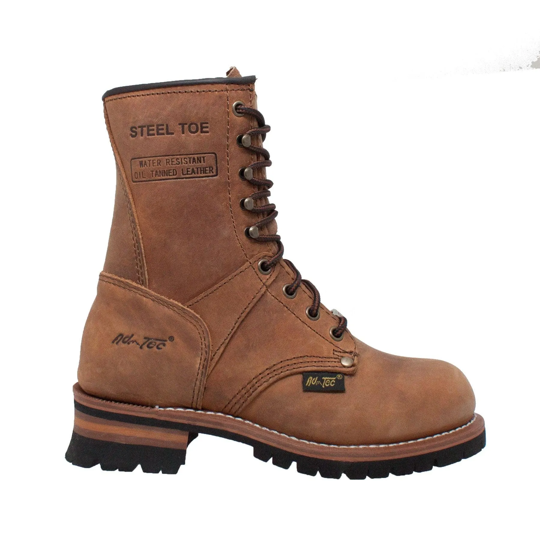 AdTec Women's 9" Steel Toe Logger Brown