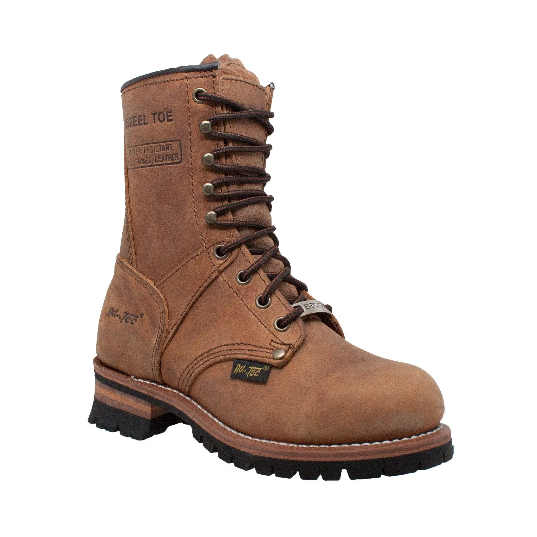 AdTec Women's 9" Steel Toe Logger Brown