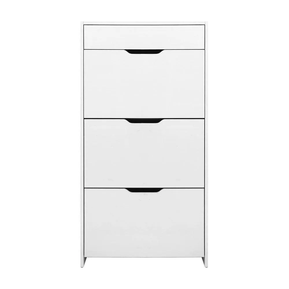 Artiss Shoe Cabinet 3 Tier Shoes Storage Drawer High Gloss White Rack Shelf