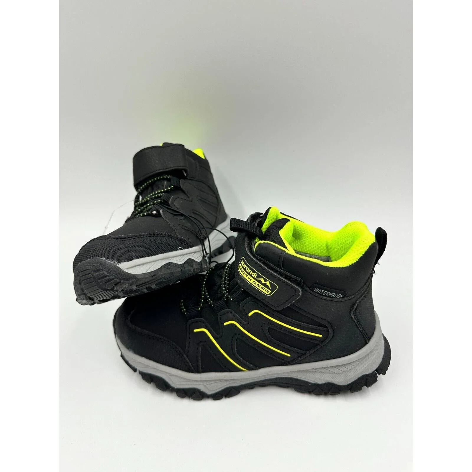 Big Kid size 1 High Top Black and Yellow Hikers