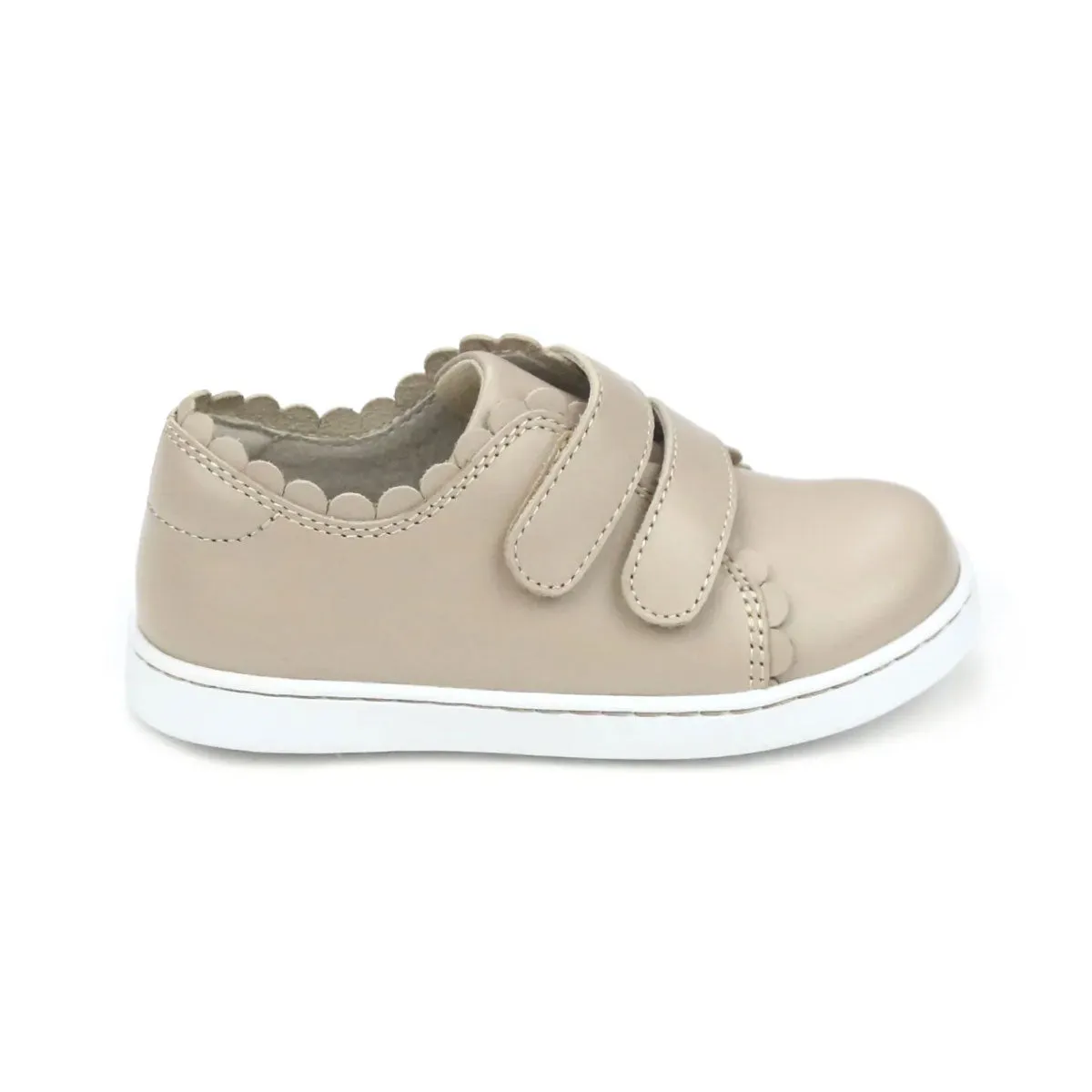 Caroline Scalloped Sneaker in Almond