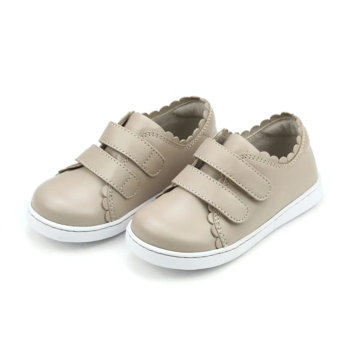 Caroline Scalloped Sneaker in Almond