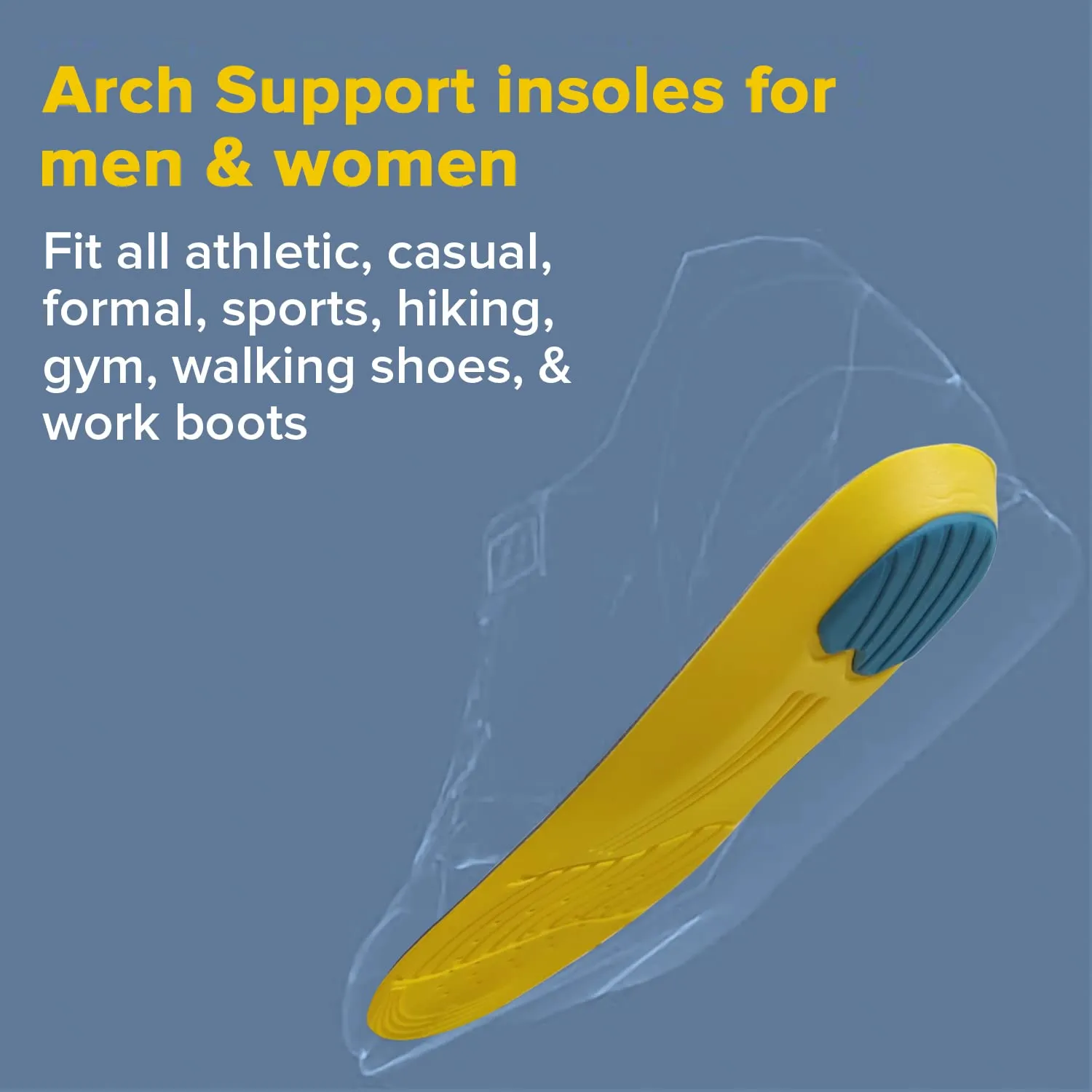 Dr Foot Gel Insoles Pair | For Walking, Running, Sports Shoes | All Day Comfort Shoe Inserts With Dual Gel Technology | Ideal Full-Length Sole For Every Shoe For Unisex- 1 Pair (Size - L) (Pack of 3)