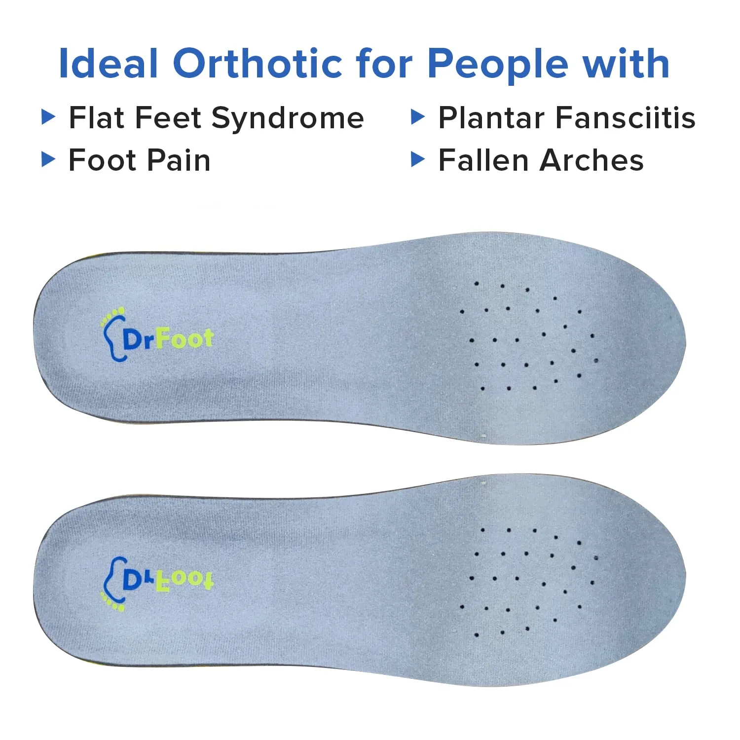 Dr Foot Gel Insoles Pair | For Walking, Running, Sports Shoes | All Day Comfort Shoe Inserts With Dual Gel Technology | Ideal Full-Length Sole For Every Shoe For Unisex- 1 Pair (Size - M) (Pack of 5)