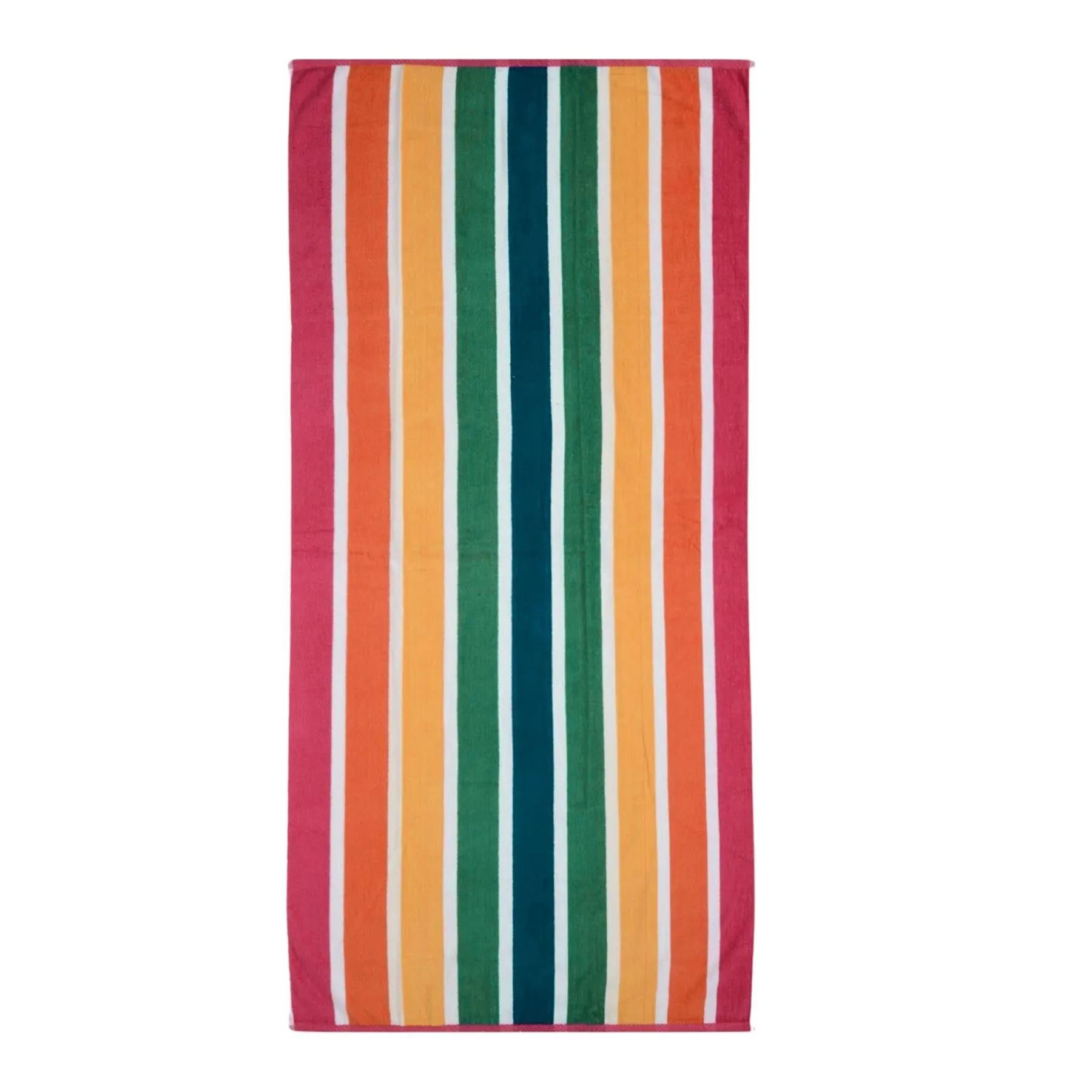 Large Velour Striped Beach Towel (Tropical Burst)