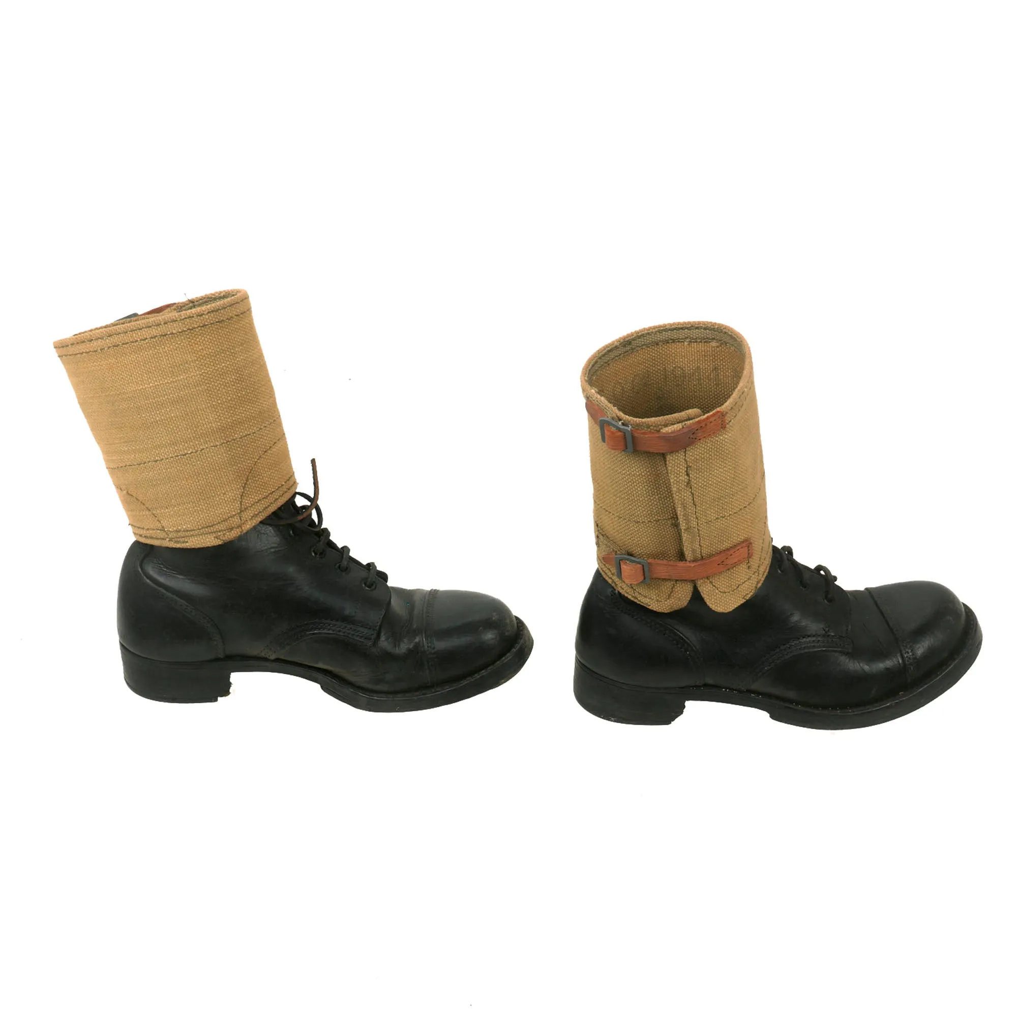 Original British WWII Hobnail “Ammunition Boots” Matching Pair With Matching 1944 Dated Leg Wraps