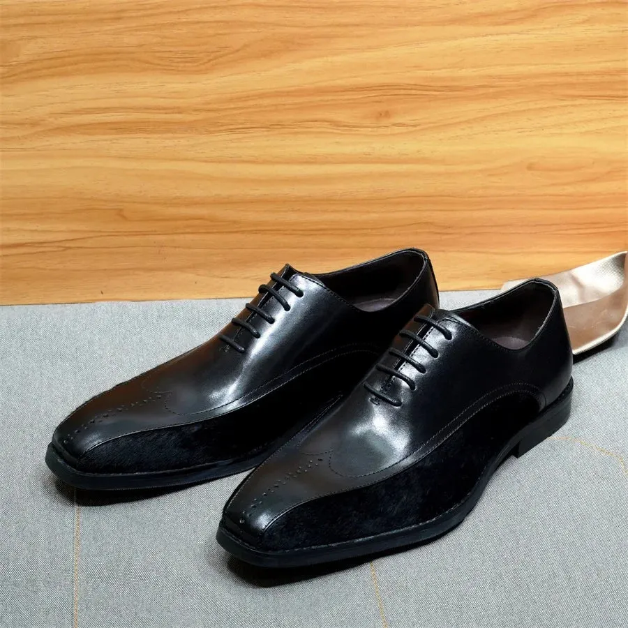 Oxford Dress Suede Wingtip Black Shoes