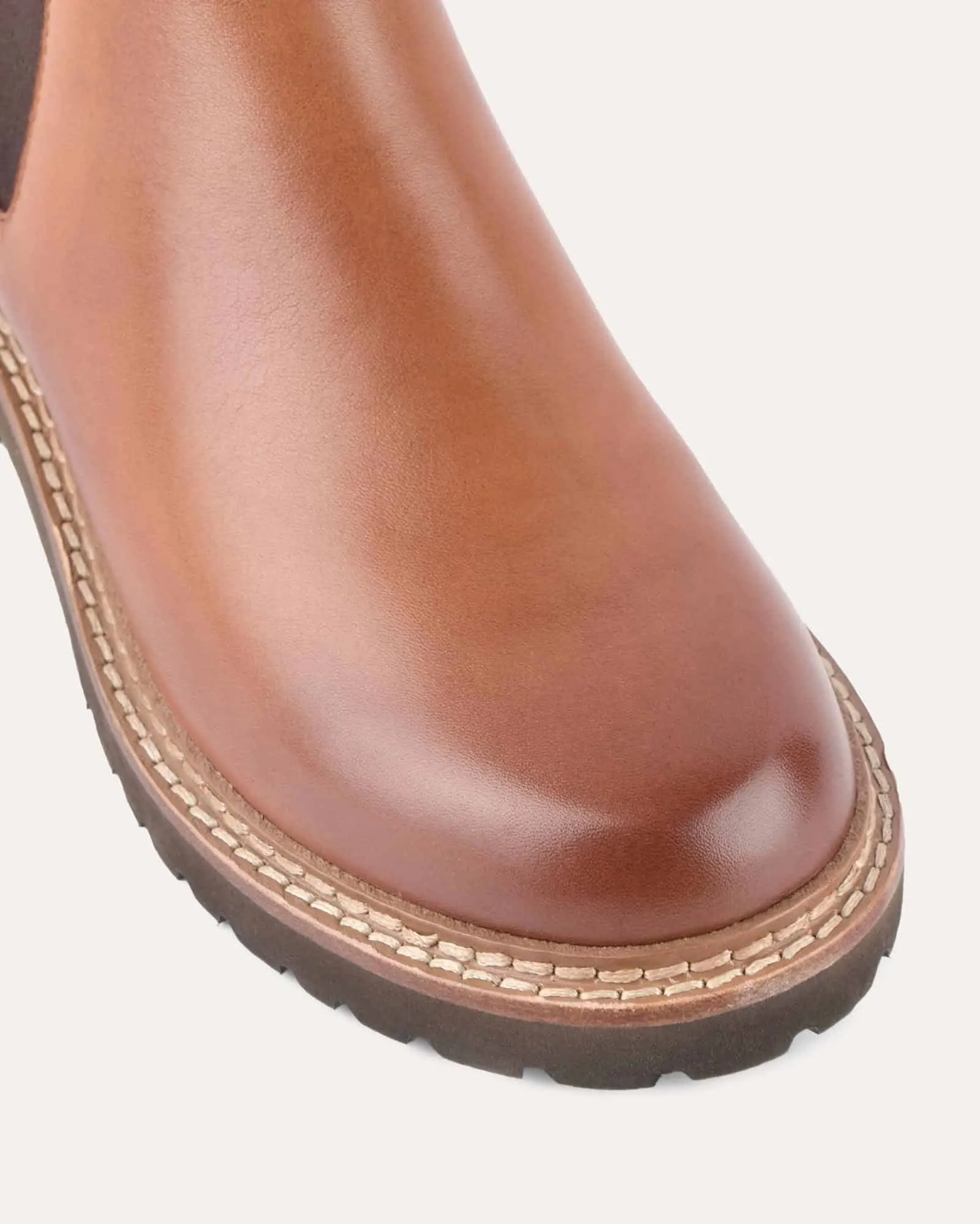 SAMIRA FLAT ANKLE BOOTS BRANDY LEATHER