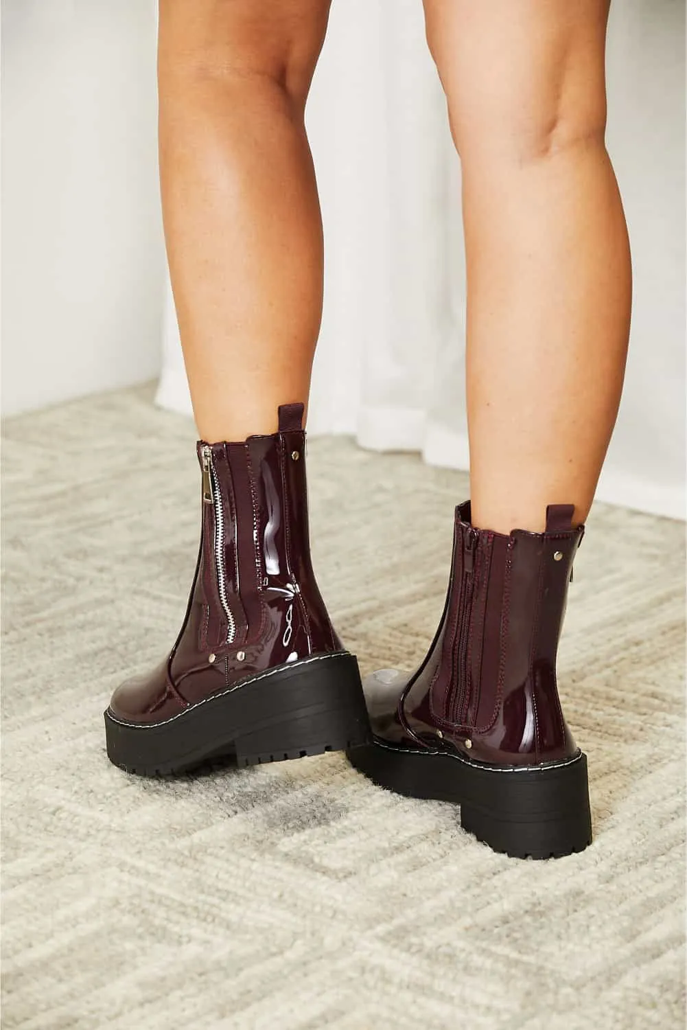 Side Zip Platform Boots