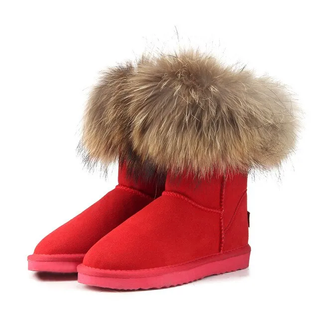 Women's Fox Fur Snow Boots