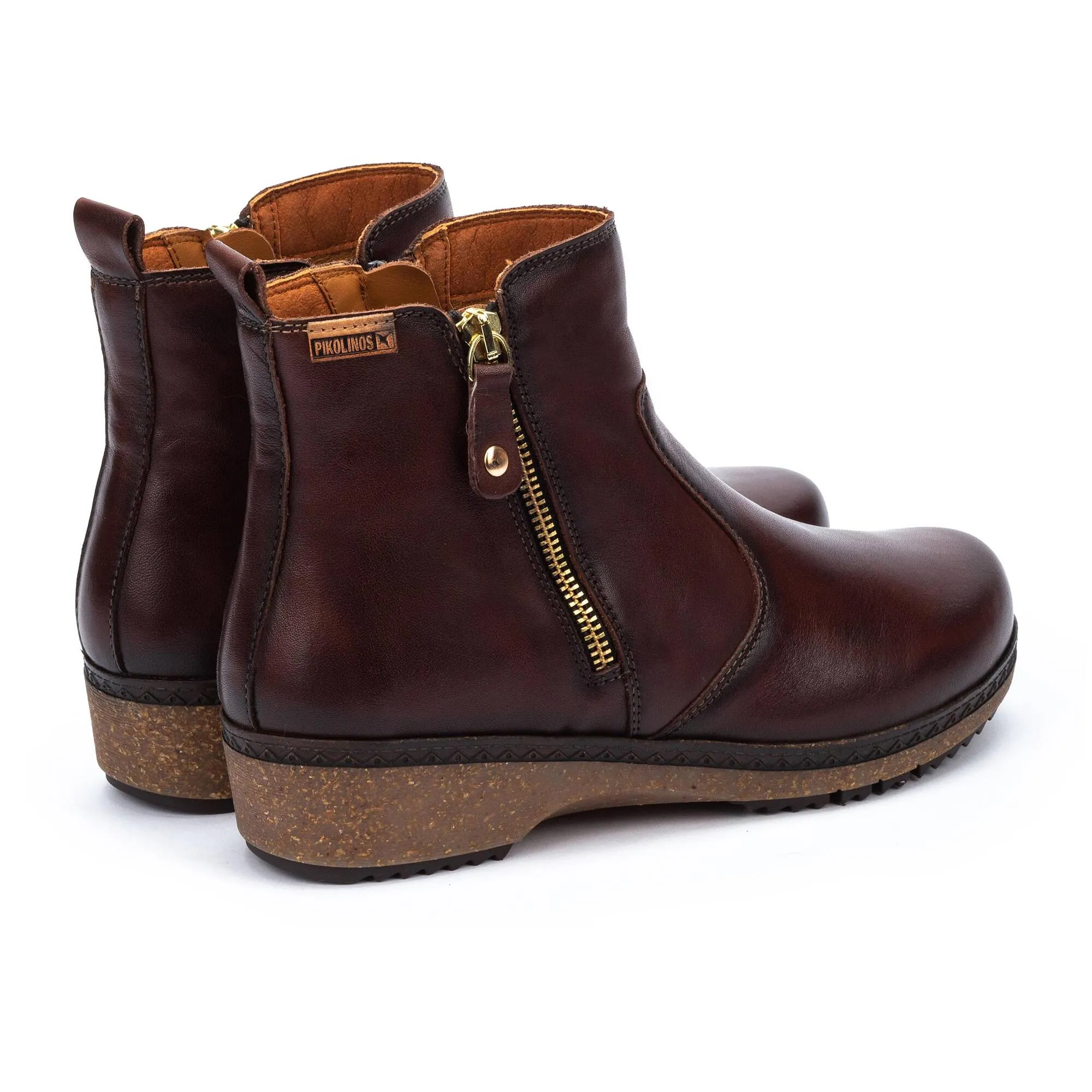 Women's Pikolinos Granada Ankle Boots with Zipper Color: Caoba