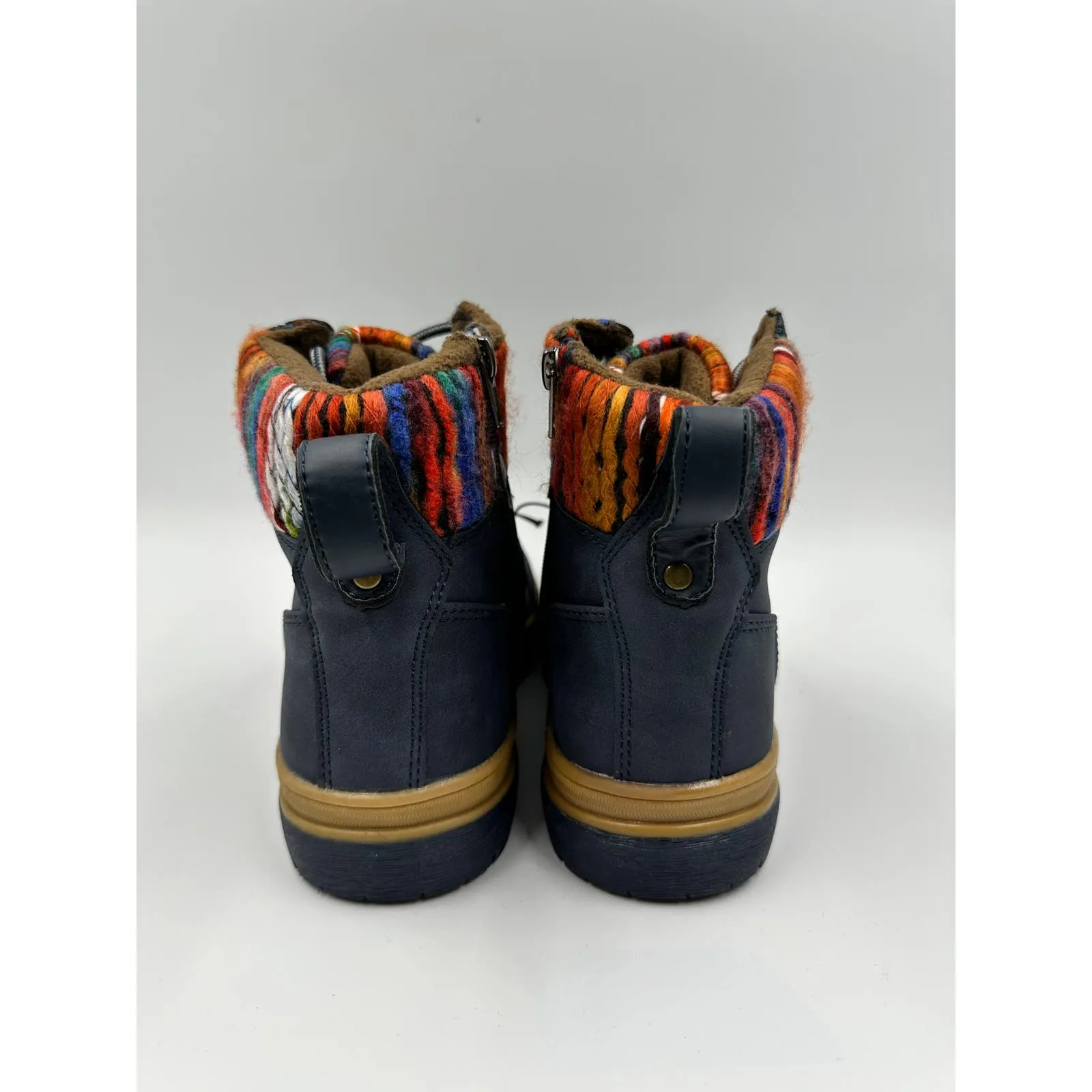 Women's size 7, Lee Cooper Navy High Top Hiking Boots with Multicolored Accents