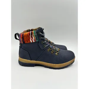 Women's size 7, Lee Cooper Navy High Top Hiking Boots with Multicolored Accents