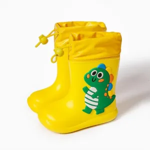 Yellow Dinosaur 170Cartoon Unicorn Dinosaur Children Rain Boots Lace Up Eva Soft Boys Girls Rain Shoes Light Waterproof Non Slip Kids Rainboots